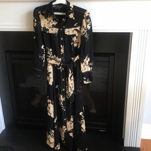Massimo Dutti Long Button Down Dress Floral